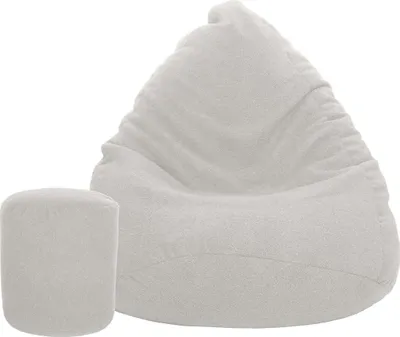 Produktbild von Sitzsack 100x75 mit Fußstütze, Lammfell Weiß