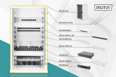 Produktbild von Network Set - 254 mm (10") - 12U, 312 x 300 mm (W xD) (hellgrau, 12 Höheneinheiten)