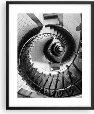 Produktbild von Gerahmtes Poster - Schwarzer Rahmen - Treppe Spirale Perspektive - 40x50 cm - Wand Bild - Wanddeko - Wandbilder - Kunstposter - Wandposter - Bilderrahmen - Bilder - Kunstdruck - P2BPA40x50-4384