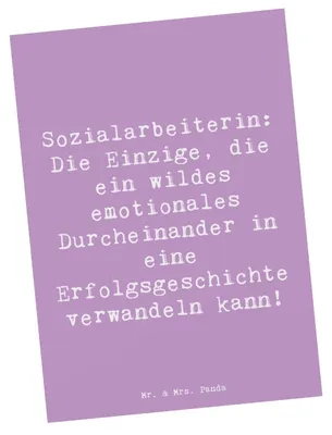 Produktbild von Mr. & Mrs. Panda Postkarte Spruch Sozialarbeiterin Erfolg - Lavendeltraum - Geschenk, Geschenke für Berufstätige, Beruf, Berufspassion, Geduld, bildkarte, Ansichtskarten