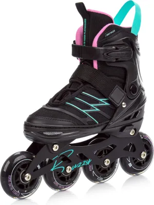 Produktbild von Meteor Buzzy Verstellbare Inlineskates – Komfortabel, stabil und sicher mit ABEC-9 Lagern – Schwarz/Pink/Minze, Größe M 34-38
