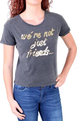Produktbild von Madonna T-Shirt Damen "ZAIN" Rundhals Pailleten Aufdruck Short Cut Shirt MF-406974 Anthrazit S