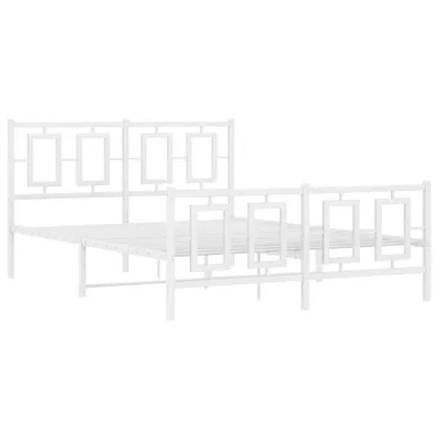 Zdjęcie produktu dla Metalowa rama łóżka z wezgłowiem i zanóżkiem, biała, 140x190 cm