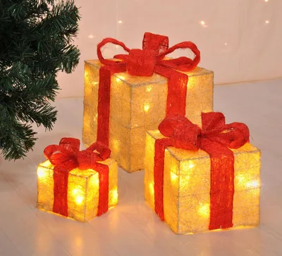 Produktbild von LED Beleuchtete Geschenkboxen 3er-Set, Farbe:schwarz/silber