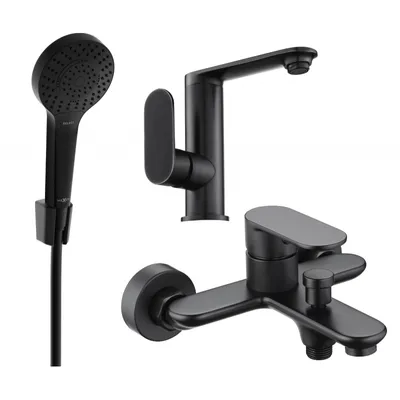 Zdjęcie produktu dla Mexen Milo R05 zestaw wannowy, czarny - 713053R05-70