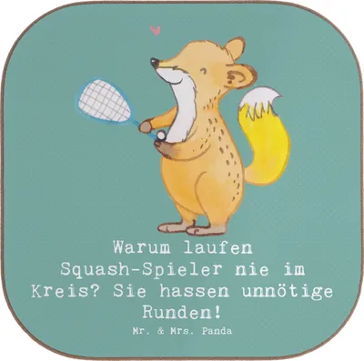 Produktbild von Mr. & Mrs. Panda Untersetzer für Gläser Squash Weisheit - Meeresbrise - Geschenk, Sportler, Fitness, Leidenschaft, Tischschoner, Schnelligkeit, Tischuntersetzer, Sportart