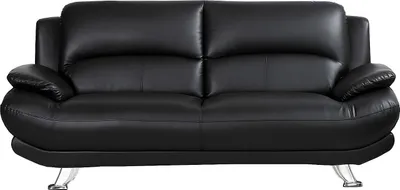 Produktbild von Vente-unique MUSKO, Wohnzimmer, Schwarz, 3 Sitz(e), Schwarz, Kunstleder, Silber