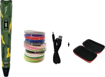 Zdjęcie produktu dla pióro do druku 3D, ładowane przez USB, regulowana prędkość, zielony worek PLA 9M, filament PLA-d, 9 metrów-d