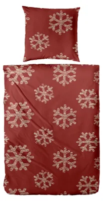 Produktbild von Primera Feinbiber Bettwäsche 135x200 Schneeflocke rot beige 173207-22