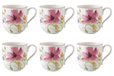 Produktbild von Villeroy & Boch Mariefleur Basic 6er Set Kaffeebecher oval für 260ml Porzellan