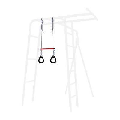 Gymnastic rings hanging from a play structure.