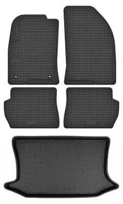 Zdjęcie produktu dla Dywaniki gumowe + mata bagażnika do Ford Fiesta MK6 2002-2008 (hatchback, standardowy bagażnik) – czarne, dopasowane – Wielganizator