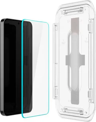 A screen protector and an installation guide for a smartphone.