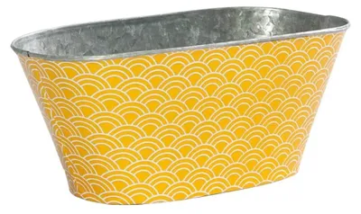 Produktbild von Gelber, ovaler Blechbehälter, 25 x 12,5 x 10,5 cm (Set mit 5 Stück)