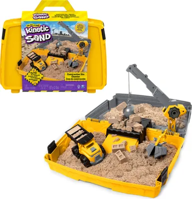Produktbild von Kinetic Sand Inhalt: , faltbare Sandkiste für Baustellen mit Fahrzeug und 907 g für Kinder, Kinetischer Sand für Kinder, 4 Jahr(e), Braun