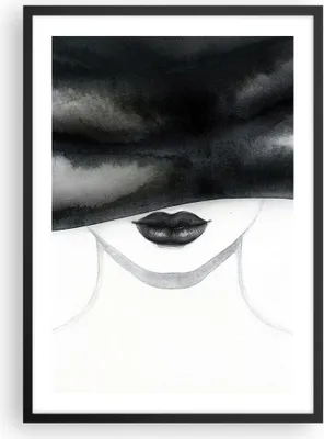 Produktbild von Gerahmtes Poster - Schwarzer Rahmen - Frau Hut Schwarzweiß - 50x70 cm - Wand Bild - Wanddeko - Wandbilder - Kunstposter - Wandposter - Bilderrahmen - Bilder - Kunstdruck - Wandbild - P2BPA50x70-4301