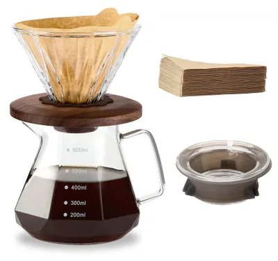Pour-Over-Kaffeemaschine 600 ml mit 100 Filtern