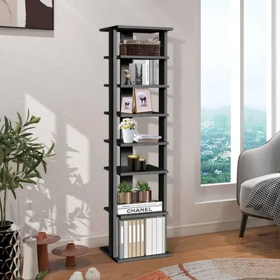 Immagine prodotto di Scarpiera in Legno Scarpiera a 8 Ripiani Organizer per Scarpe Verticale 27,5x26,5x110 cm Nero