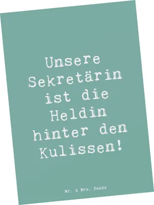 Produktbild von Mr. & Mrs. Panda Postkarte Spruch Sekretärin Heldin - Meeresbrise - Geschenk, Postkarten, Ansichtskarten, Ansichtskarte, Aufmerksamkeit, Anerkennung, Danke, Büroheldin
