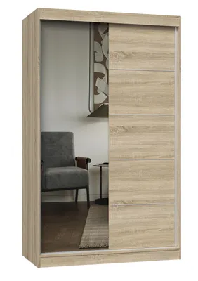 Zdjęcie produktu dla Cdf Szafa Przesuwna Iga 120 Cm A/C 1 Lustro Szprosy Dąb Sonoma