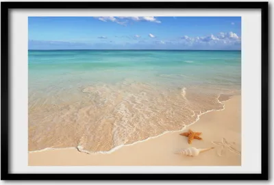Produktbild von Bild 60x40 MDF-Rahmen, Wandkunst Seesterne am Strand