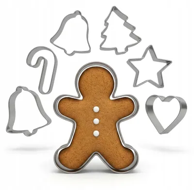 Produktbild von 6 Edelstahl Ausstechformen Weihnachtsplätzchen für Backen