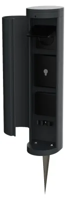 Produktbild von Novatool 1x Gartensteckdose Funk 2-fach Anthrazit SMART WIFI APP IP44 mit Erdspieß Steckdose rund Aussen Gartensteckdose Outdoor Steckdosesäule Garten Steckdosenturm (Elektro)