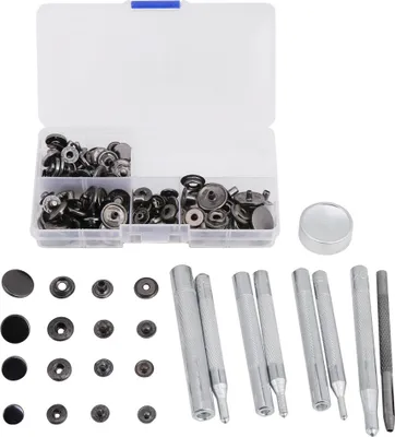 Produktbild von 40 Sets Druckknöpfe, Druckknöpfe, Druckknöpfe, Leder, Jeans, Zubehör, Basiswerkzeuge, Schwarz