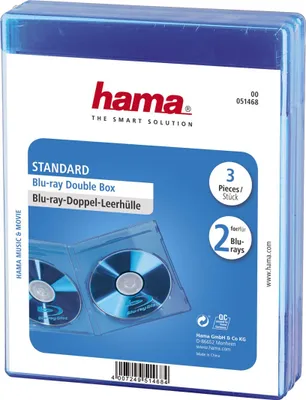 Produktbild von Hama Blu-ray Disc Double Jewel Case, 3 pcs./pack, blue, 2 Disks, Blau, 173 mm, 135 mm, 38 mm, 168 g