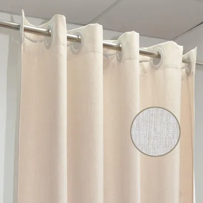 Produktbild von Famanu Duschvorhang mit Leinenoptik - Haaklos und wasserabweisend 200 x 220 cm