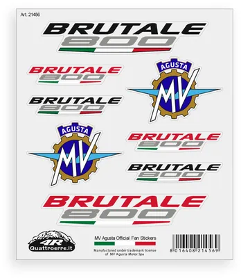 Produktbild von MV Agusta Brutale 800 Aufkleber – Set mit 8 vorgestanzten Stickern, Wasser- und UV-beständig,  Italy, Offizielle Lizenz, Bogen 160 × 135 mm