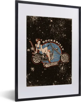 Produktbild von MuchoWow® MuchoWow® Gerahmtes Poster Mannshöhle - Frau - Retro 30x40 cm - Poster mit zchwarzem Bilderrahmen - Wandposter Schlafzimmer