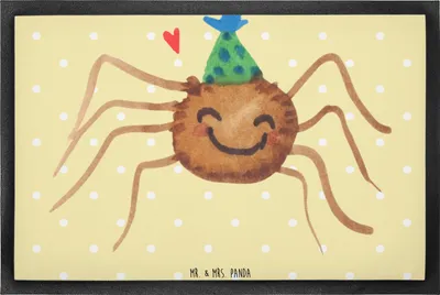 Produktbild von Mr. & Mrs. Panda Schmutzfänger Spinne Agathe Party 50 x 75 cm - Gelb Pastell - Geschenk, Fußabtreter, fußmatte, Motivation, Schmutzmatte, Türmatte, Selbstliebe, Fussmatte