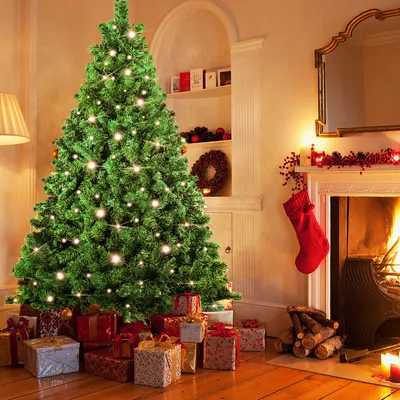 Productafbeelding van Izrielar kerstboom, 180 cm, inclusief 860 PVC-takken, 250 warmwitte LED-lampjes en een metalen voet. Kerstboom, dennenboom