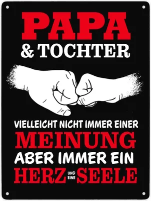 Produktbild von Papa & Tochter, ein Herz und eine Seele Metallschild XXL in 28x38 cm mit Spruch
