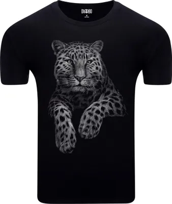 Produktbild von Diarbo Herren T-Shirt mit Tierliebhaber Druck Leopardenporträt Schwarz Gr.XXL