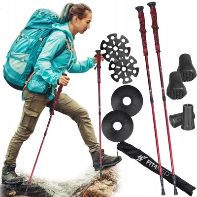 Produktbild von Fit4med Trekkingstöcke Carbon ultraleicht 3-teilig Antishock 105-135 cm