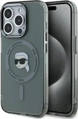Zdjęcie produktu dla Karl Lagerfeld Klhmp15Xhlskik Iphone 15 Pro Max 6.7 Czarny/Black Hardcase Iml Metal Karl Head Magsafe
