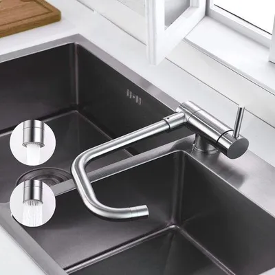Produktbild von Famanu Küchenarmatur – 2 Strahlarten – 360° drehbar – Edelstahl