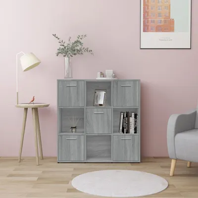 Image de Maison Exclusive - Bibliothèque Gris Sonoma 90 x 30 x 90 cm, aggloméré