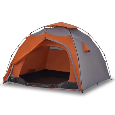 Produktbild von vidaXL Kuppel-Campingzelt 4 Personen Grau und Orange Quick Release