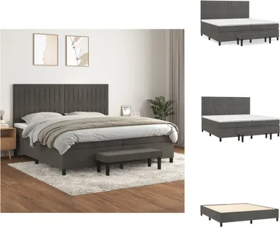 Immagine prodotto di vidaXL Letto a molle con materasso grigio scuro 200x200 cm in velluto - Letti e strutture letto