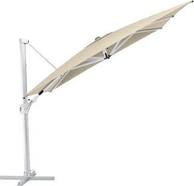 Produktbild von Kettler Easy Swing Ampelschirm 300x300 cm, UPF50+, inkl. Abdeckhaube+ Schirmständer, silber/natur, Aluminium/Polyester mit Polyurethan-Beschichtung