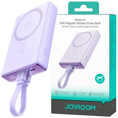 Produktbild von JOYROOM JR-PBM01, 10000 mAh, Lithium Polymer (LiPo), Kabelloses Aufladen, 3,85 V, 20 W, Violett