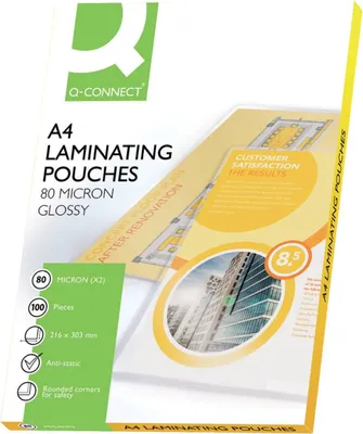 Productafbeelding van Q-Connect® KF04114 Foliohoes - A4, 2 x 80 mym, 100 stuks