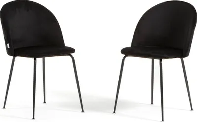 Image de Lot de 2 chaises de salle à manger rembourrées, pieds en métal, design élégant pour cuisine, salle à manger, bar et restaurants SARA - Noir/Gris foncé