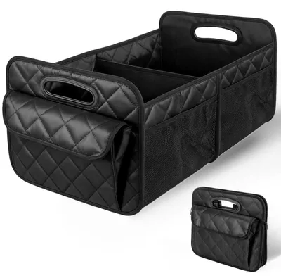 Image de Organisateur de coffre 50L, pliable, avec 7 poches, en tissu Oxford 840D, couleur noire