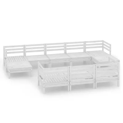 Produktbild von 10-tlg. Garten-Lounge-Set Weiß Massivholz Kiefer