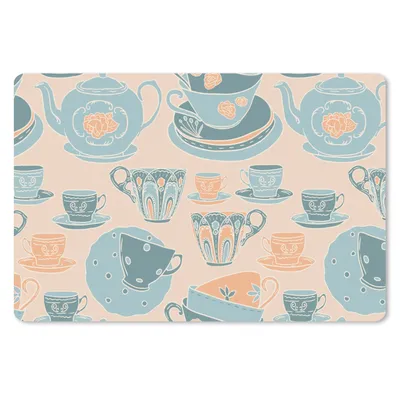 Produktbild von MuchoWow® Schreibtischunterlage Muster - Vintage - Tasse - Tee 60x40 cm - XXL Mauspad - Großes Mauspad