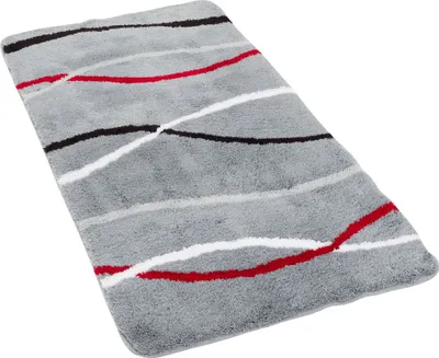 Produktbild von Pacific Badteppich Nevis Silber Streifen, Größe:55x55 cm WC-Vorleger mit Ausschnitt